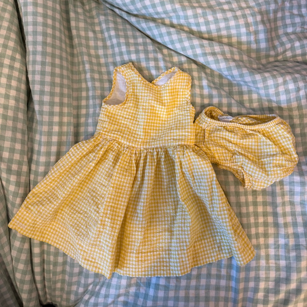 Ralph Lauren Baby 12M Yellow Checkered Baby Dress Outfit
